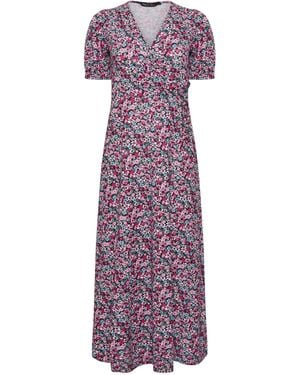 M Com Petite Maxi Wrap Dress - Purple