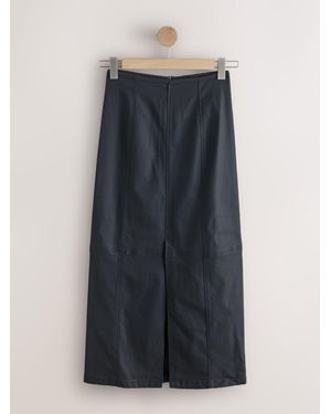 Next Coated Denim Maxi Skirt - Blue