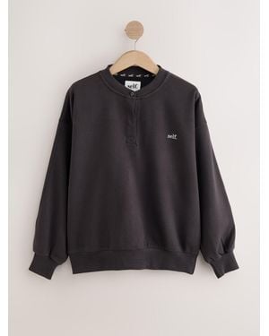 Self Chocolate Henley Sweatshirt - Black