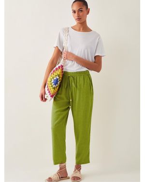 Monsoon Penina Drawstring Wide Leg Pants - Green