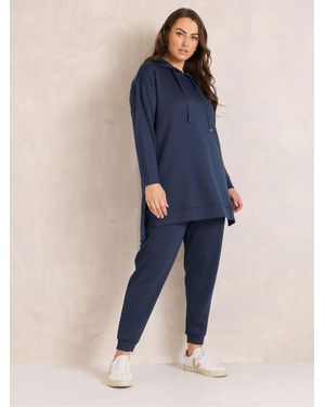 Evans Luxe Top & Shorts Sweat Set - Blue