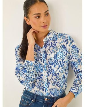 Roman Petite Floral Embroidered Blouse - Blue