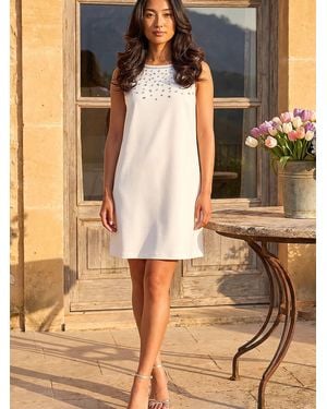 Roman Petite Embellished Dress - White