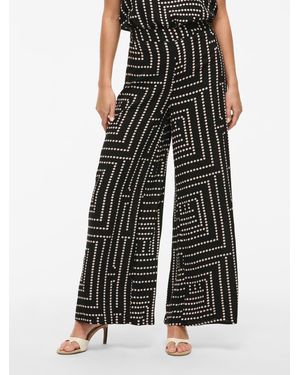 Vila Geometric Wide Leg Pants - Black