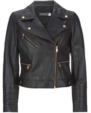 Mint Velvet Leather Biker Jacket - Black