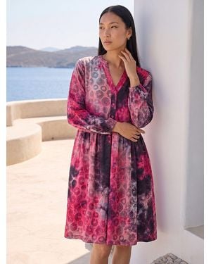 Roman Animal Shirt Dress - Pink