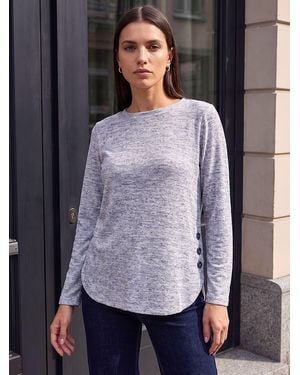 Roman Round Hem Button Top - Grey