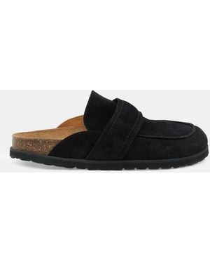 Hush Pia Padded Suede Mules - Black