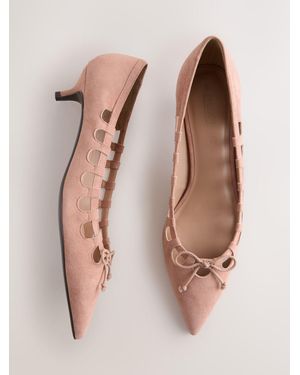 Next Forever Comfort Suede Low Cut Out Heels - Natural
