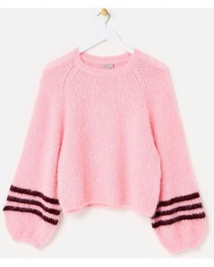 Oliver Bonas Burgundy Stripe Lofty Knitted Sweater - Pink