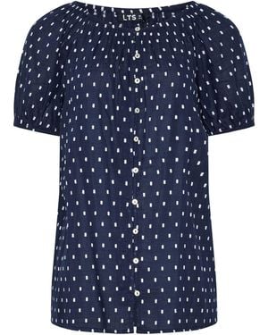 Long Tall Sally Dobby Button Up Shirt - Blue