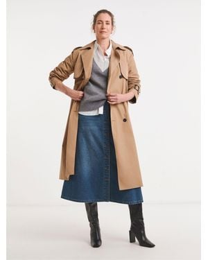 JD Williams A Line Full Tiered Seam Denim Maxi Skirt - Blue