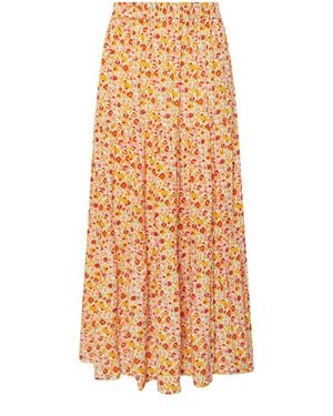 PixieGirl Petite Ditsy Floral Tiered Maxi Skirt - White