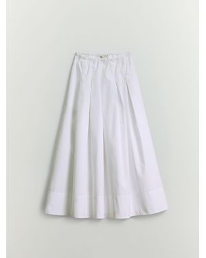 BHOEM Midi Pleated Poplin Skirt - White
