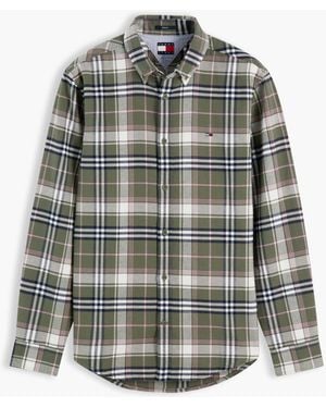 Tommy Hilfiger Regular Fit Check Brushed Flannel Shirt - Gray