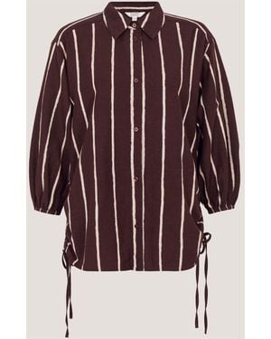 Monsoon Callie Thorpe X Stripe Linen Blend Shirt - Red