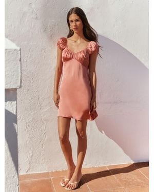 BHOEM Satin Mini Dress With Ruched Bust - Natural