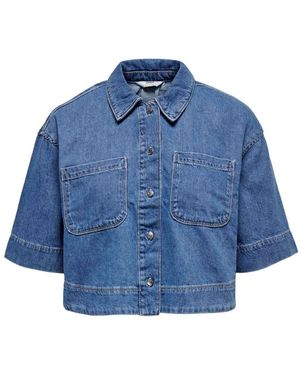 ONLY Boxy Cropped Denim Shirt - Blue