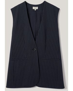 Jigsaw Ponte Pinstripe Waistcoat - Blue