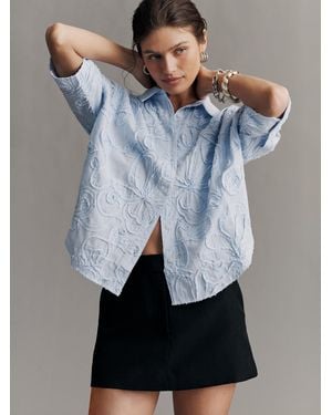 Anthropologie Maeve Mabel Boxy Oxford Shirt - Blue