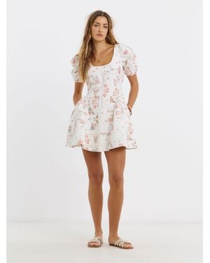 Simply Be Romantic Print Mini Denim Dress - White