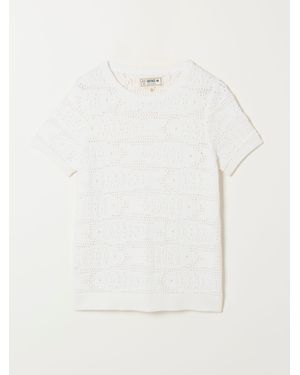 FatFace Sardine Knitted Pattern Top - White
