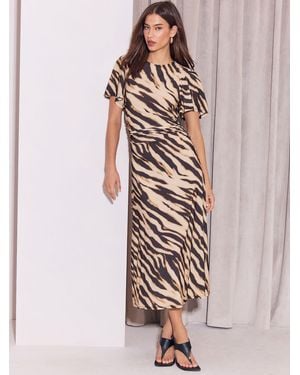 Lipsy Short Sleeve Jersey Slinky Ruched Midi Dress - Pink