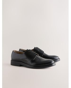 Next Leather Shiny Derby Shoes - Black