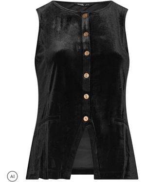 Yours Curve Velvet Longline Waistcoat - Black