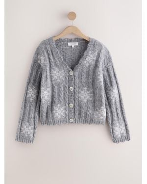 Next Sparkle Snowflake Christmas Cardigan - Gray