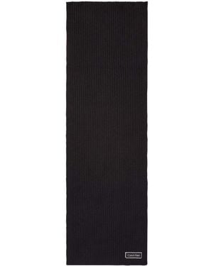 Calvin Klein Logo Patch Rib Scarf - Black