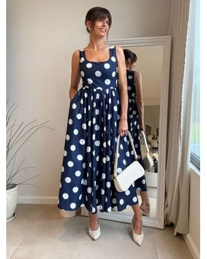 Style Cheat Square Neck Fit And Flare Midi Dress - Blue