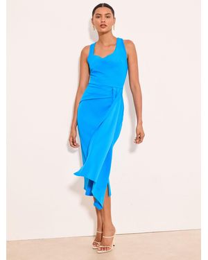 Lipsy Asymmetric Cowl Neck Drape Midi Dress - Blue