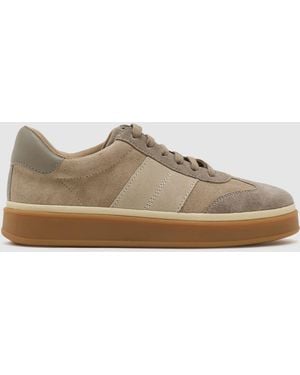 Reiss Taupe Lizzie Suede Low-Top Sneakers - Brown