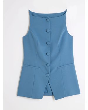 River Island Square Neck Strappy Waistcoat - Blue