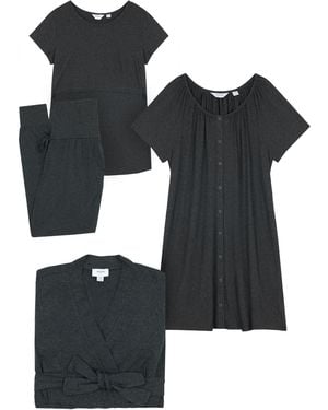 Seraphine Charcoal Marl Maternity Lounge 4 Piece Gift Set - Black
