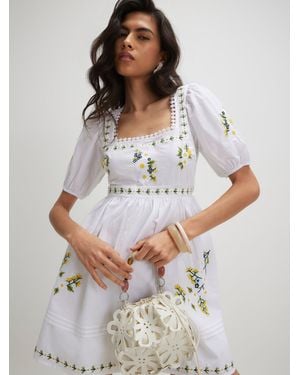 River Island Cotton Floral Embroidered Mini Dress - Gray