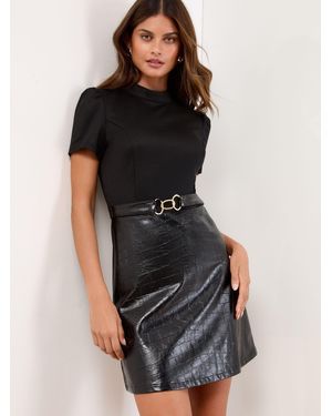 Lipsy Petite Croc Faux Leather 2 - Black