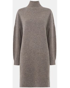 Whistles Funnel Neck Wool Midi Dress - Gray