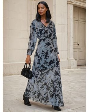 Religion Lily Column Bias Cut Maxi Dress - Blue