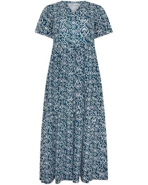 M Com Petite Notch Neck Jersey Dress - Blue