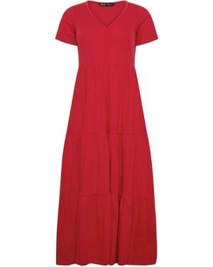 M Com Petite Notch Neck Jersey Dress - Red