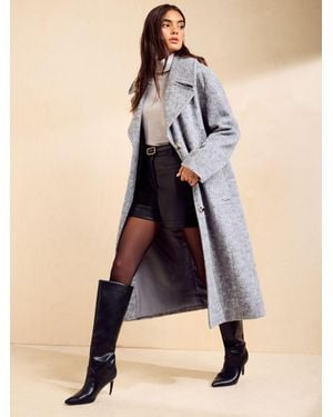 Friends Like These Smart Twill Long Wool Coat - Blue