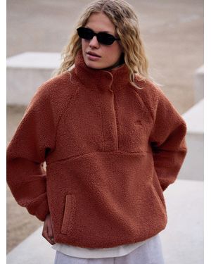 Self Rust Borg Popper Neck Sweater - Red