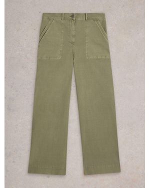 White Stuff Twister Chino Wide Leg Trousers - Green