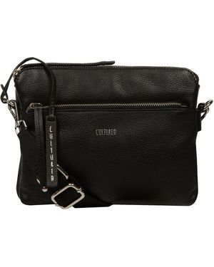Cultured London 'Celia' Leather Cross-Body Bag - Black