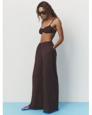 Self Beach Pants With Linen - White
