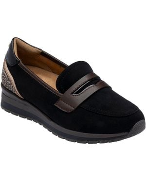 Lotus Wedge Loafer Shoes - Schwarz