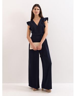Phase Eight Petite Kallie Frill Jumpsuit - Blue