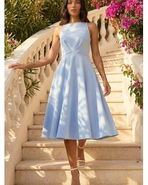 Roman Twist Front Prom Dress - Blue
